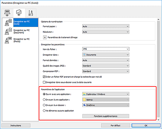 figure : boîte de dialogue Paramètres